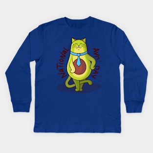 National avo day cat Kids Long Sleeve T-Shirt